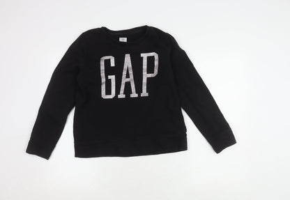 Gap Girls Black Pullover Sweatshirt, Size 14Y, Logo Accent