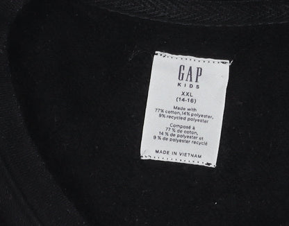 Gap Girls Black Pullover Sweatshirt, Size 14Y, Logo Accent