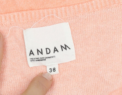 ANDAM Women's Pink V-Neck T-Shirt - Size 10 Casual Wear