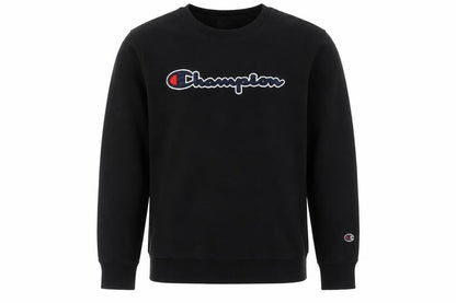 Front view of Champion boys’ black logo pullover sweatshirt 14 years