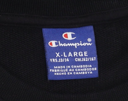 Champion Boys Black Logo Pullover Sweatshirt 14 Years