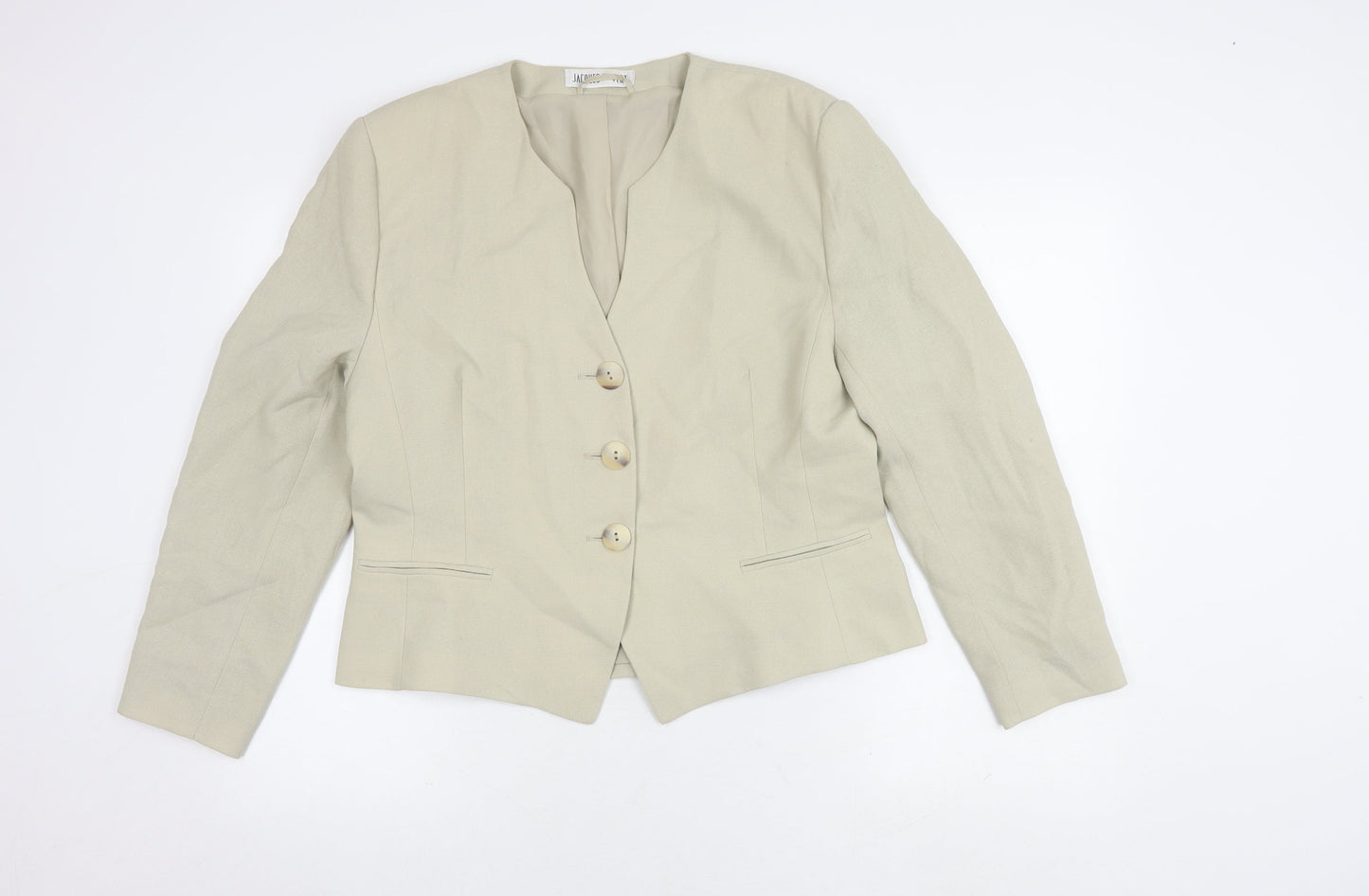Jacques Vert Women's Beige Blazer, Size 16, Three-Button
