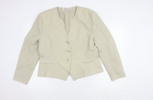 Jacques Vert Women's Beige Blazer, Size 16, Three-Button