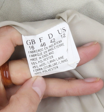 Jacques Vert Women's Beige Blazer, Size 16, Three-Button