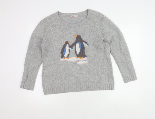 Cath Kidston Women's Grey M Penguin Knit Jumper