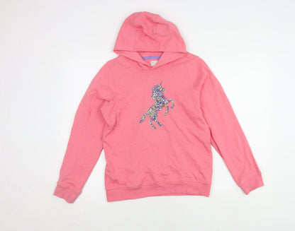 Mountain Warehouse Girls Pink Hoodie 13 Yrs Unicorn Graphic