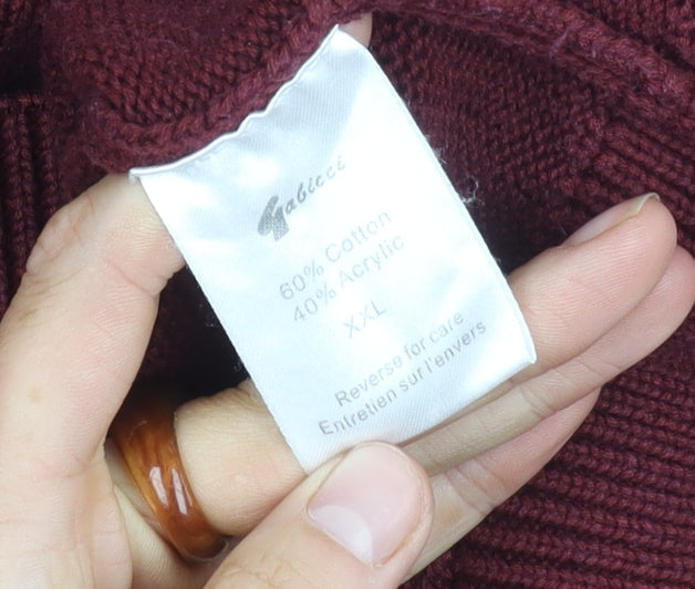 Gabicci Men's Red 2XL Pullover Cable Knit Jumper