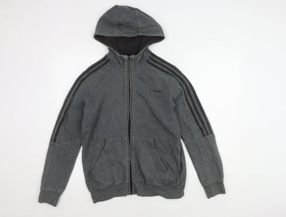 Adidas Men's Grey Hooded Jacket, Size M