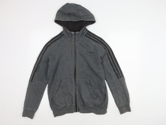 Adidas Men's Grey Hooded Jacket, Size M