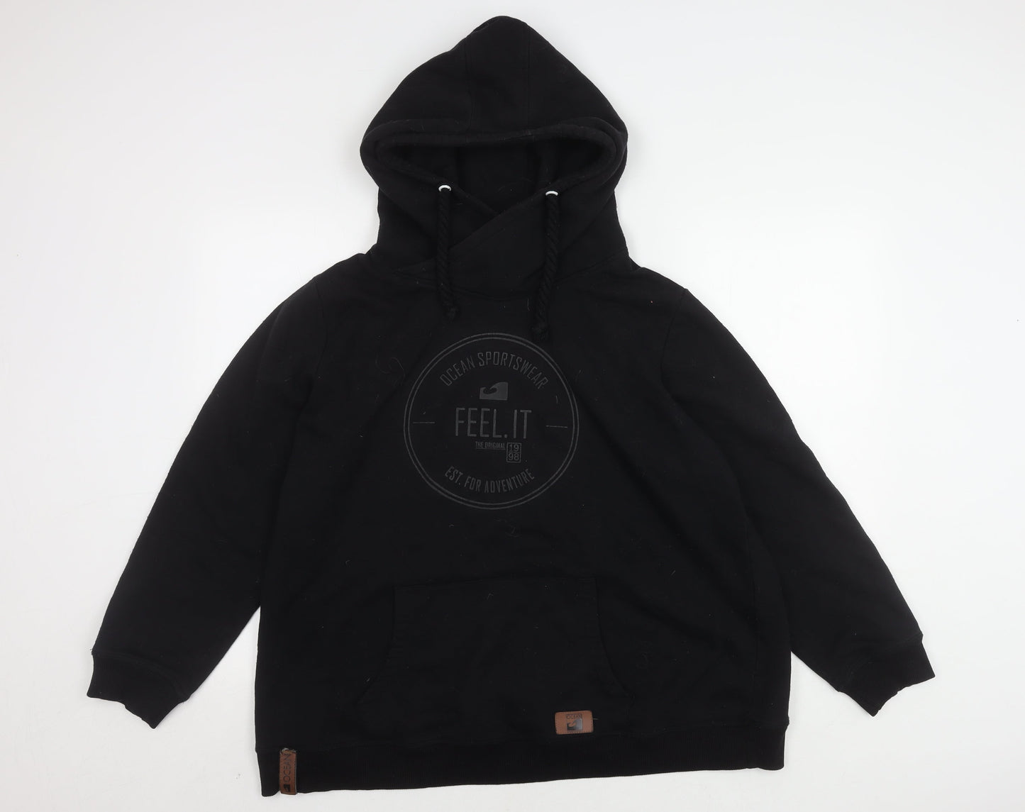 Ocean Sportswear Unisex Black Hoodie, Size 22/24, Drawstring