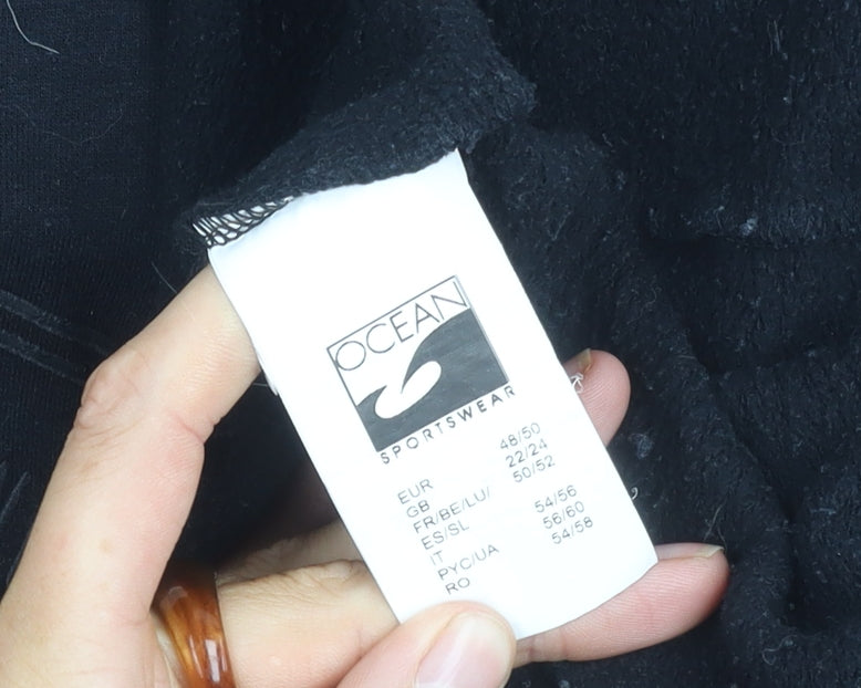 Ocean Sportswear Unisex Black Hoodie, Size 22/24, Drawstring