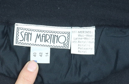 San Martino Women's Black Pencil Skirt, Size 12, Wool Blend