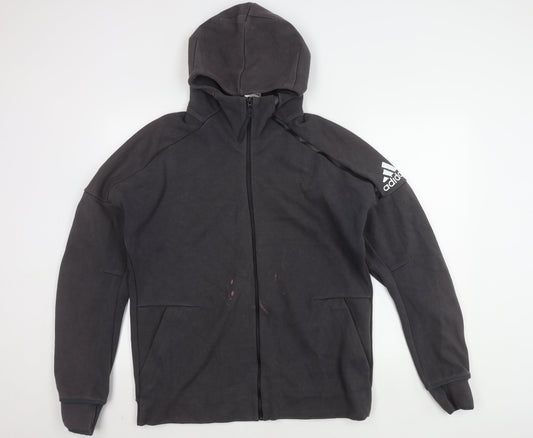 Adidas Men's Black Basic Hooded Jacket Size L