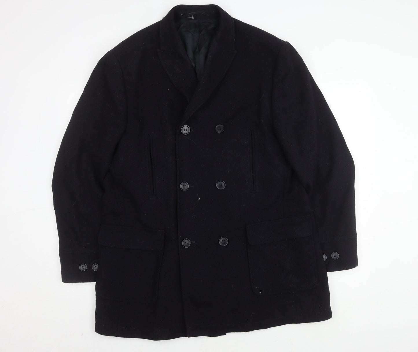Mens UK Size Regular Jeff Banks Black Overcoat