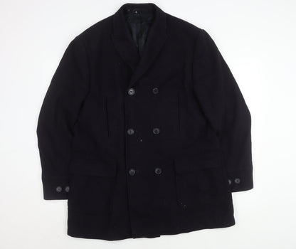 Mens UK Size Regular Jeff Banks Black Overcoat