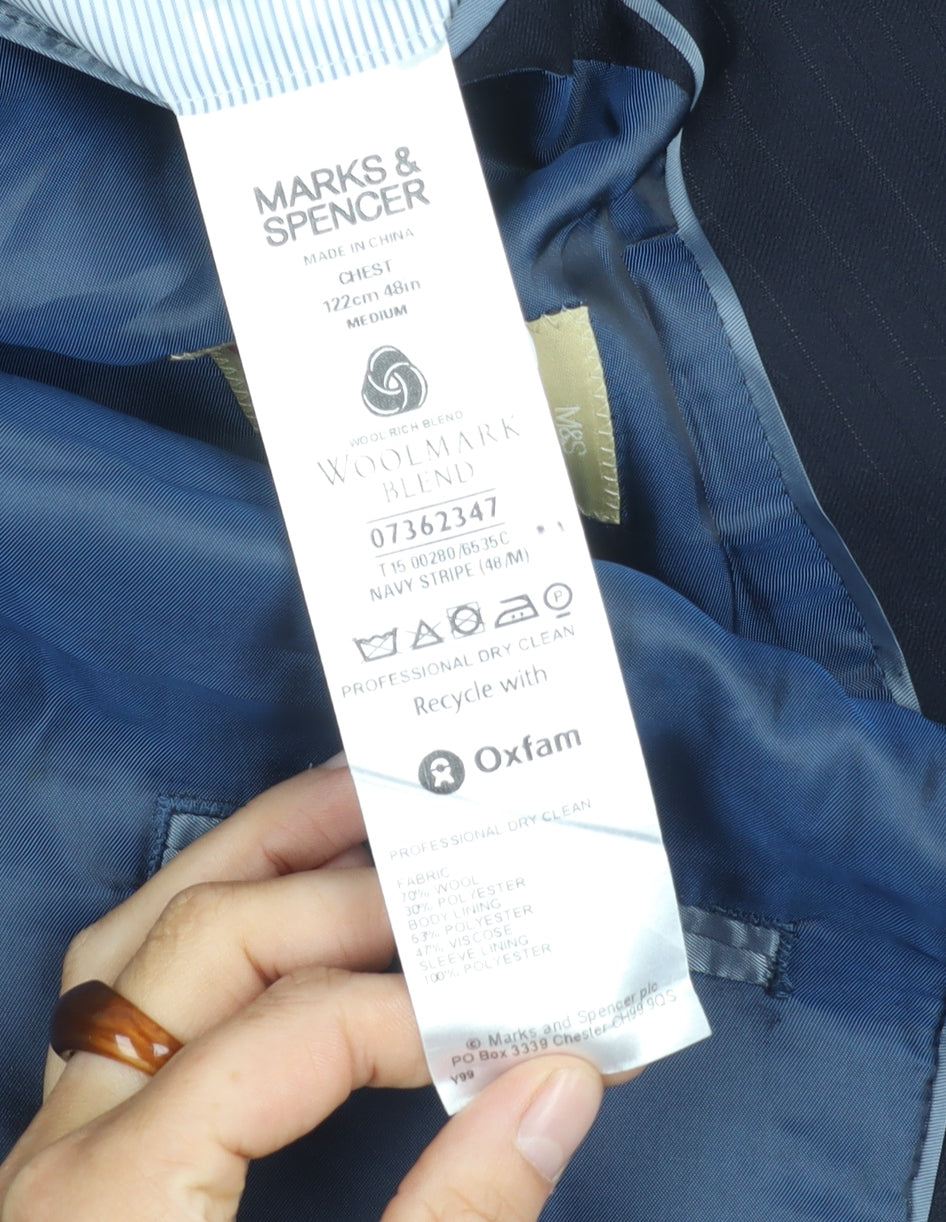 Mens UK Size 48 Marks and Spencer Regular Blue Suit Jacket
