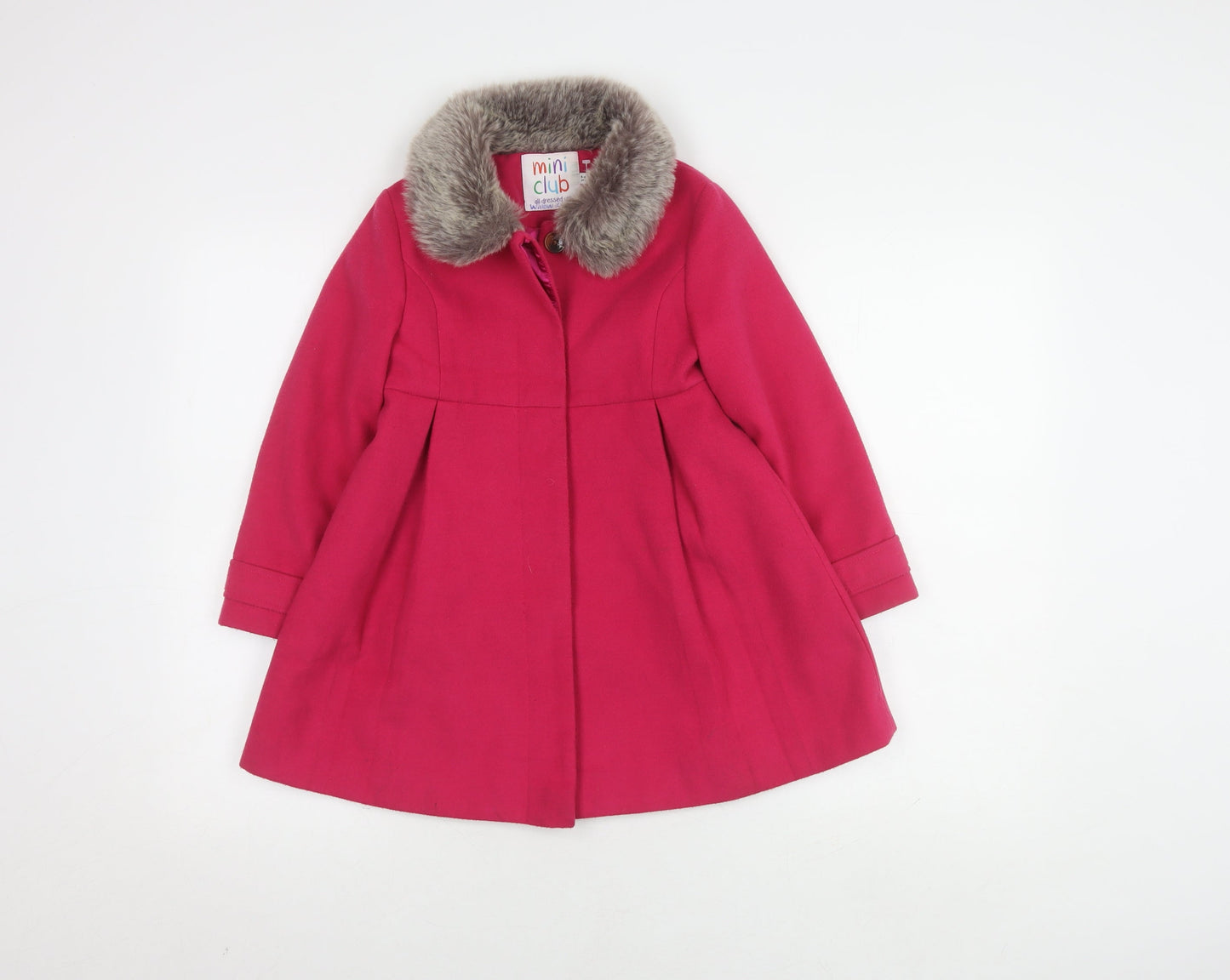 Mini Club Girls Pink Faux Fur Trim Coat 5-6 Years