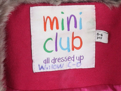 Mini Club Girls Pink Faux Fur Trim Coat 5-6 Years