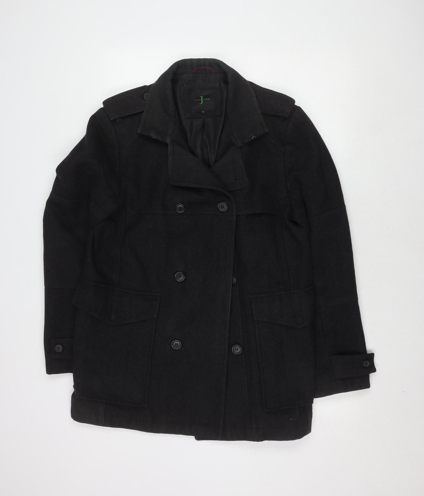Mens UK Size M Jasper Conran Black Overcoat