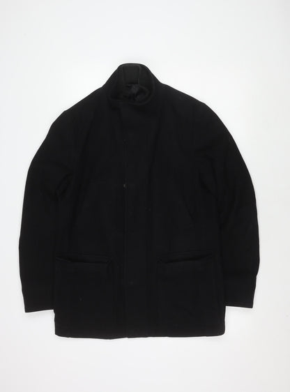 Austin Reed Men's Black Wool Overcoat Size S