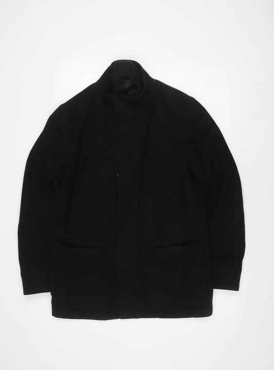 Austin Reed Men's Black Wool Overcoat Size S