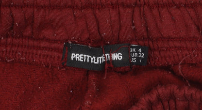 PrettyLittleThing Red Jogger Trousers Women Size 4