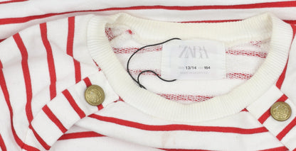 Zara Girls Red Striped Jumper, 13/14 Yrs, Lightweight Knit