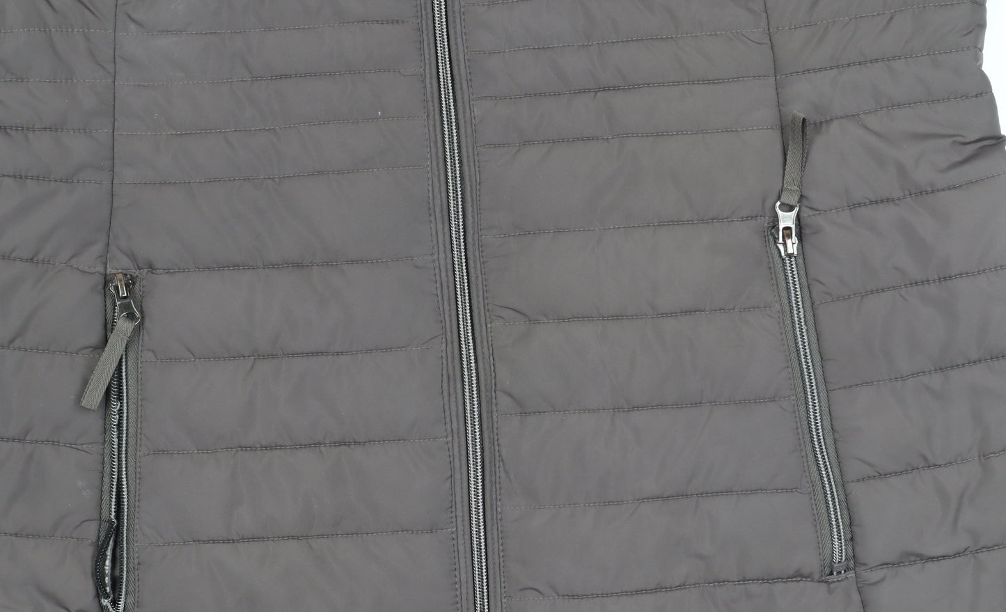 C&A Women's Grey Puffer Jacket Size 16 - Lightweight Zip