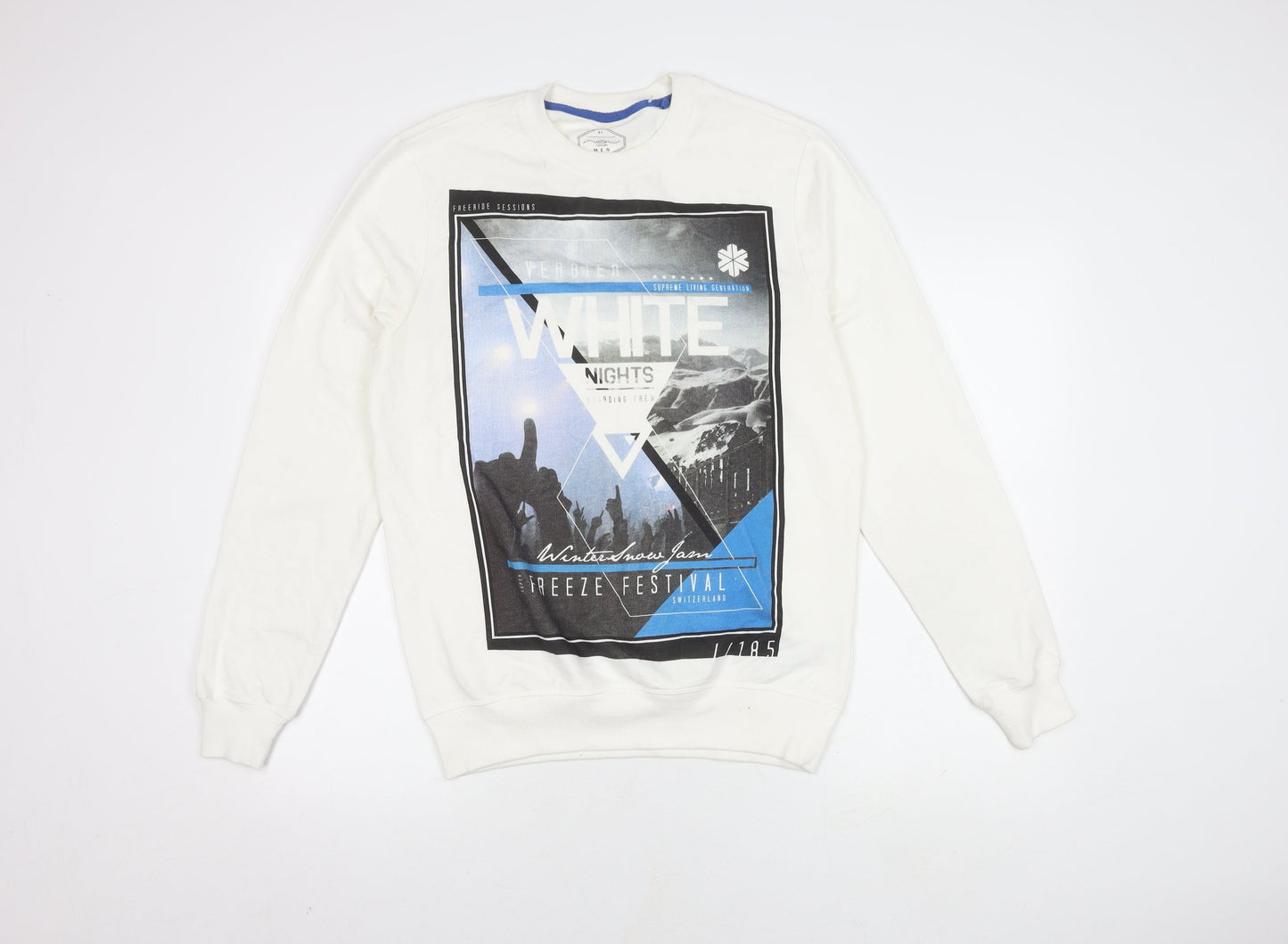 Mens UK Size M New Look White Pullover Sweatshirt