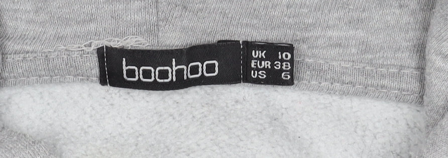 Boohoo Women's Grey Pullover Hoodie Size 10, Casual Knit