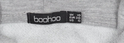 Boohoo Women's Grey Pullover Hoodie Size 10, Casual Knit