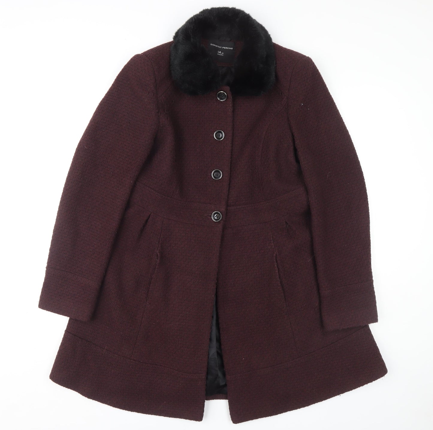 Womens UK Size 14 Dorothy Perkins Brown Overcoat