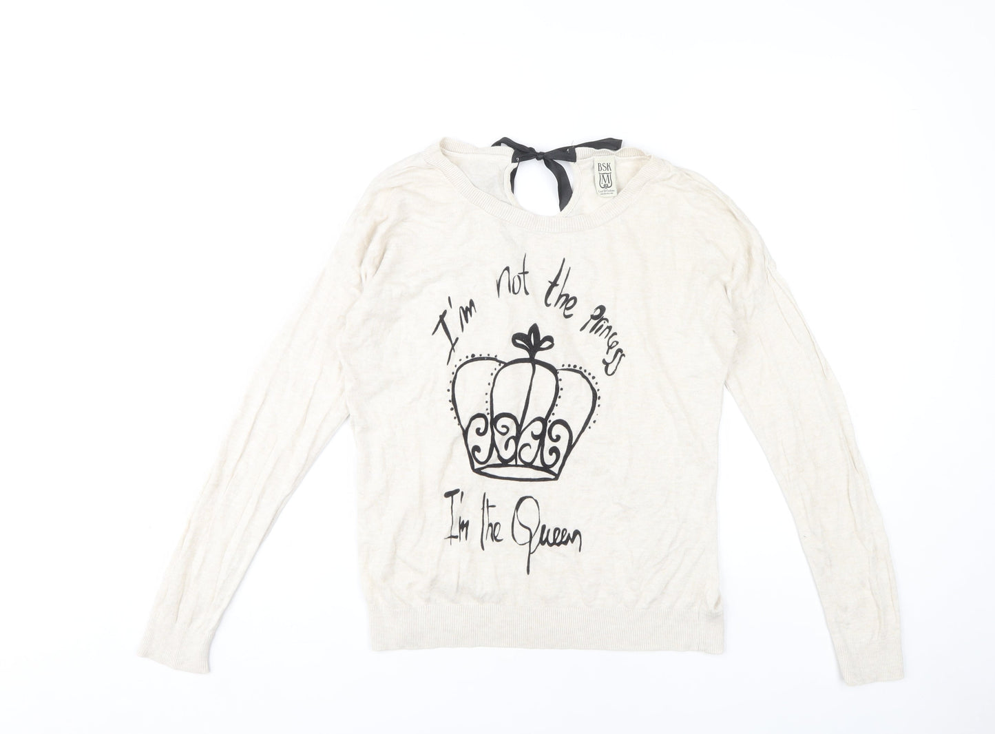 Womens UK Size M Bershka White Pullover Jumper