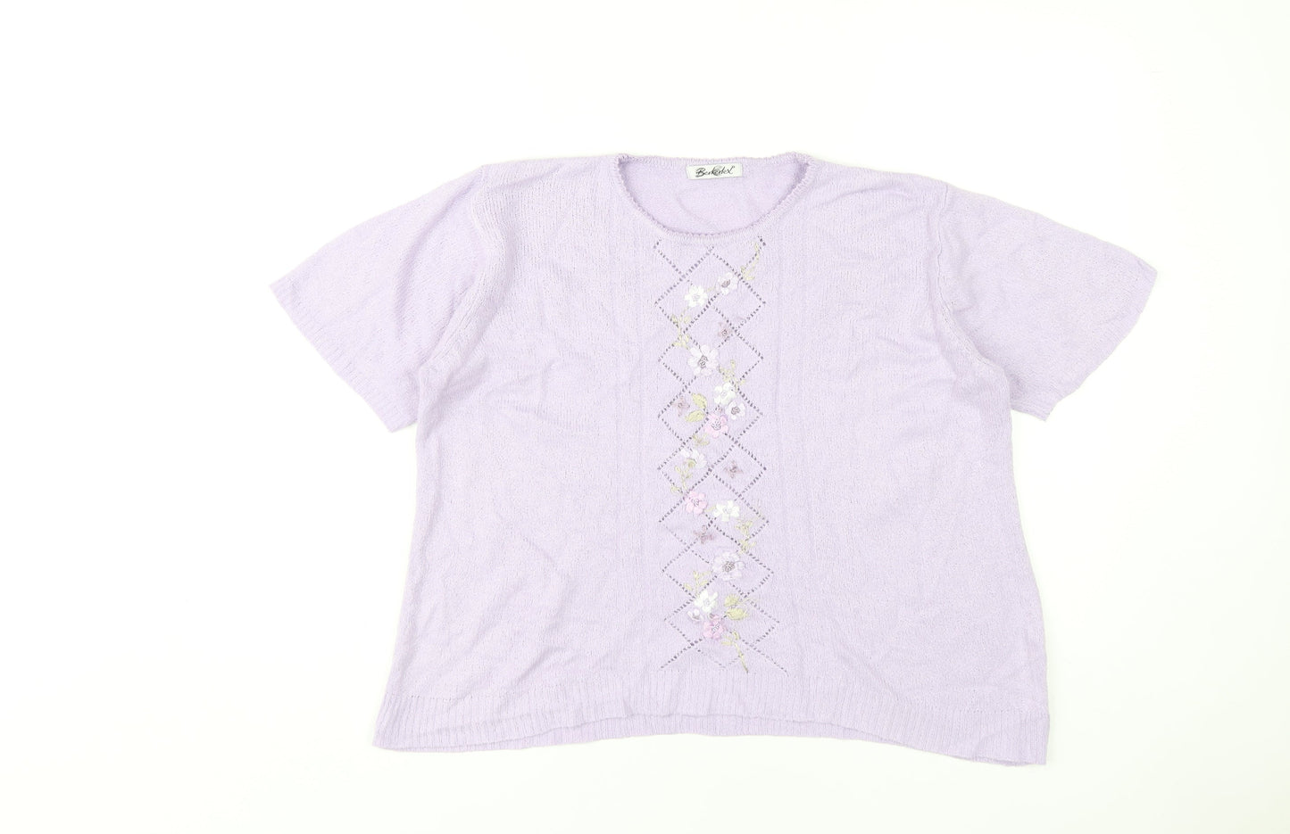 Womens UK Size 14 Berkertex Purple Jersey T-Shirt