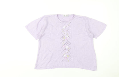 Womens UK Size 14 Berkertex Purple Jersey T-Shirt