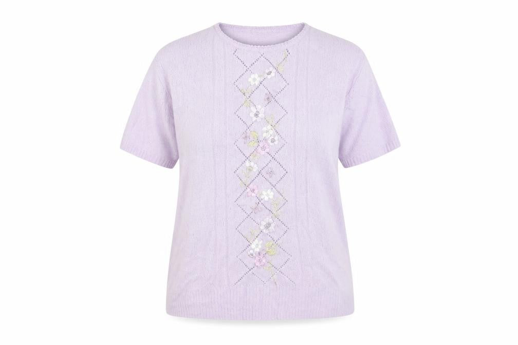 Womens UK Size 14 Berkertex Purple Jersey T-Shirt