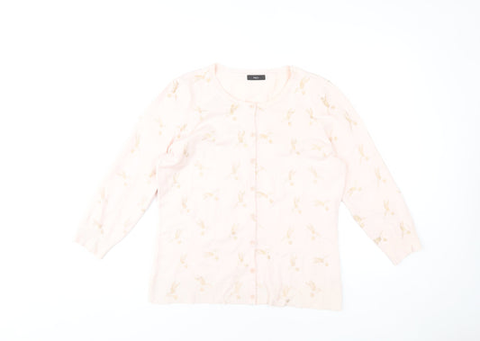 Womens UK Size 14 M&Co Pink Cardigan Jumper