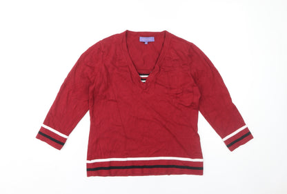 Autonomy Women's Red V-Neck Pullover Jumper Size 14