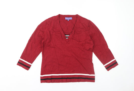 Autonomy Women's Red V-Neck Pullover Jumper Size 14