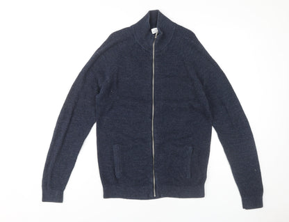 Next Men's Blue Full Zip Cotton Jumper, Small