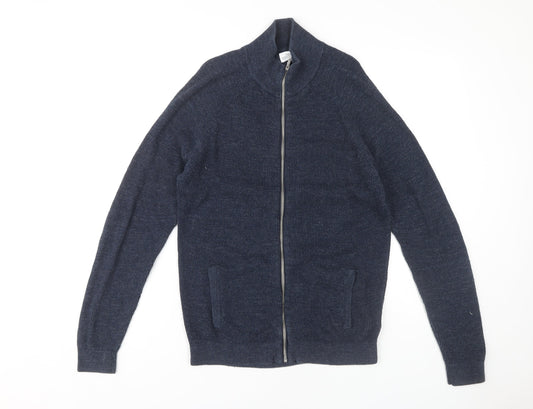 Next Men's Blue Full Zip Cotton Jumper, Small