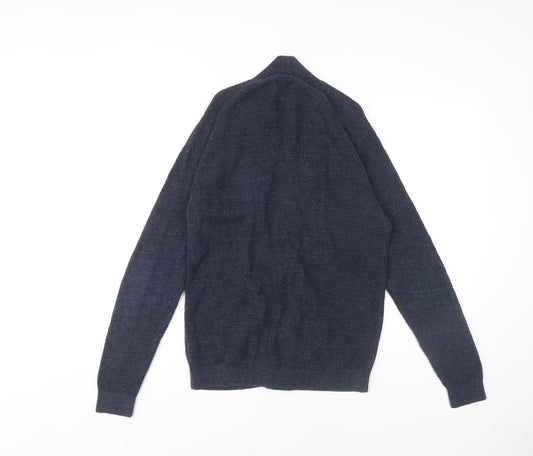 Next Men's Blue Full Zip Cotton Jumper, Small