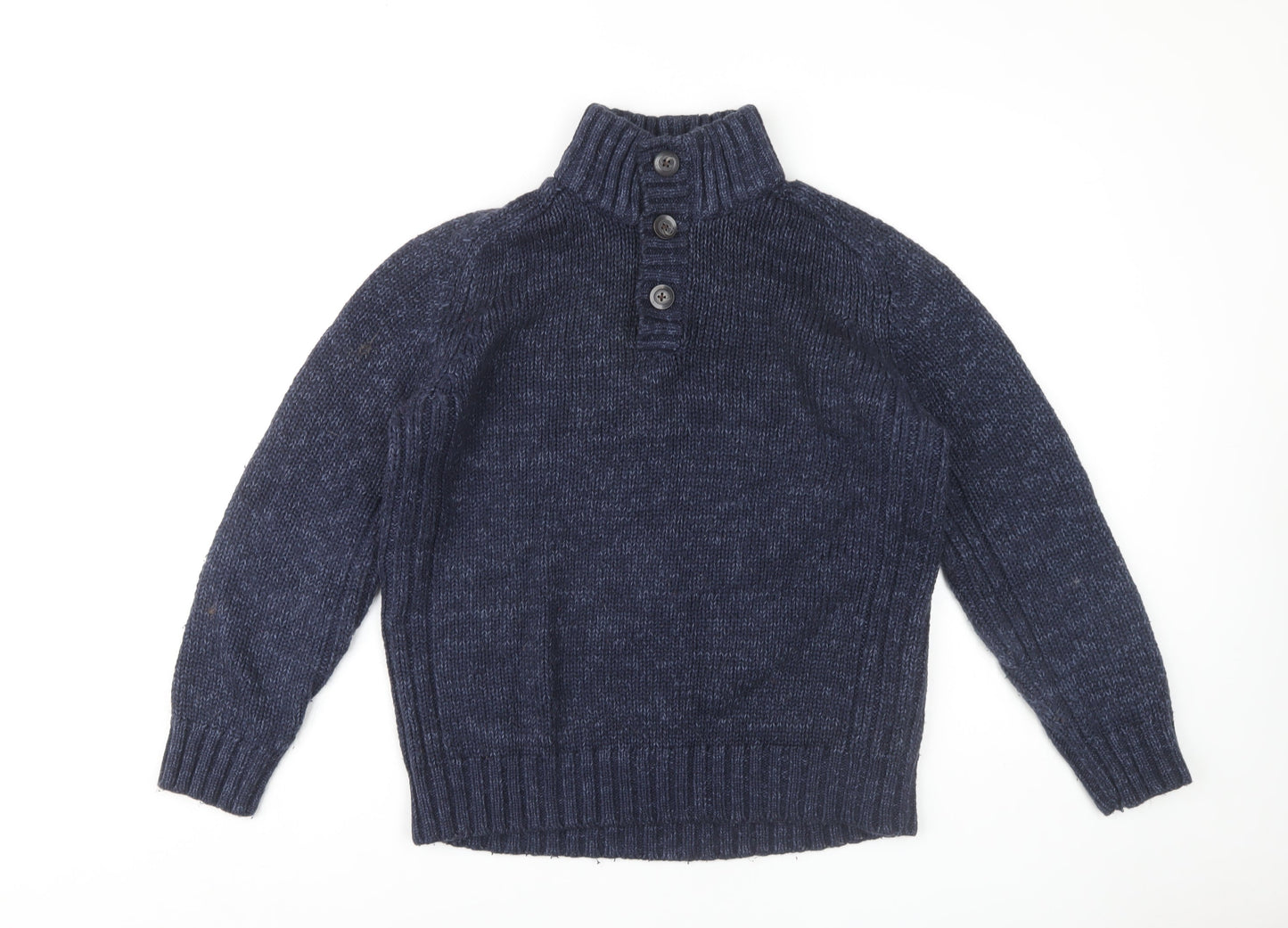 Tom Hagan Men's Blue Henley Jumper, L, Acrylic Blend