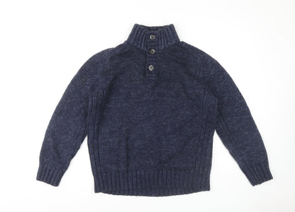 Tom Hagan Men's Blue Henley Jumper, L, Acrylic Blend