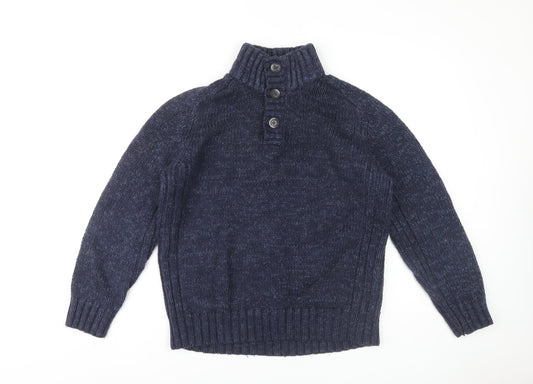 Tom Hagan Men's Blue Henley Jumper, L, Acrylic Blend