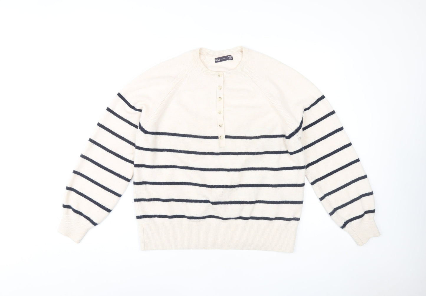 Womens UK Size M Marks and Spencer Ivory Henley Jumper