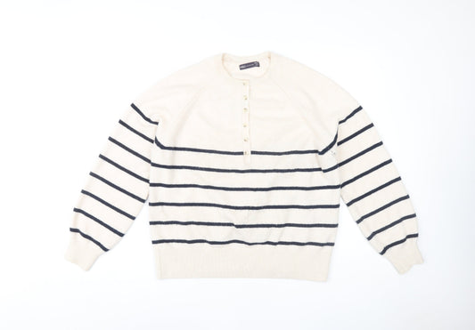 Womens UK Size M Marks and Spencer Ivory Henley Jumper