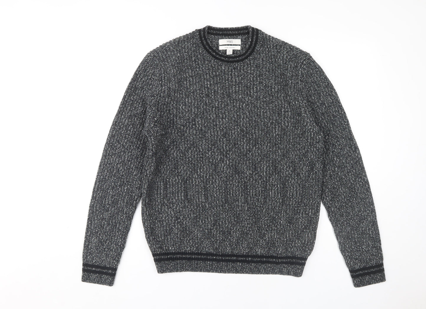 Marks and Spencer Men's Grey Cotton Pullover Jumper M