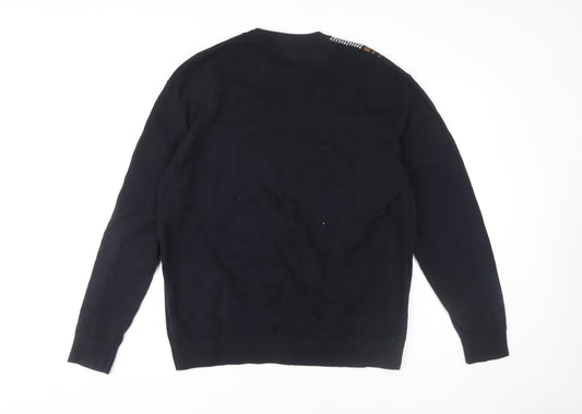 Next Men's XL Black Geometric Pullover Jumper