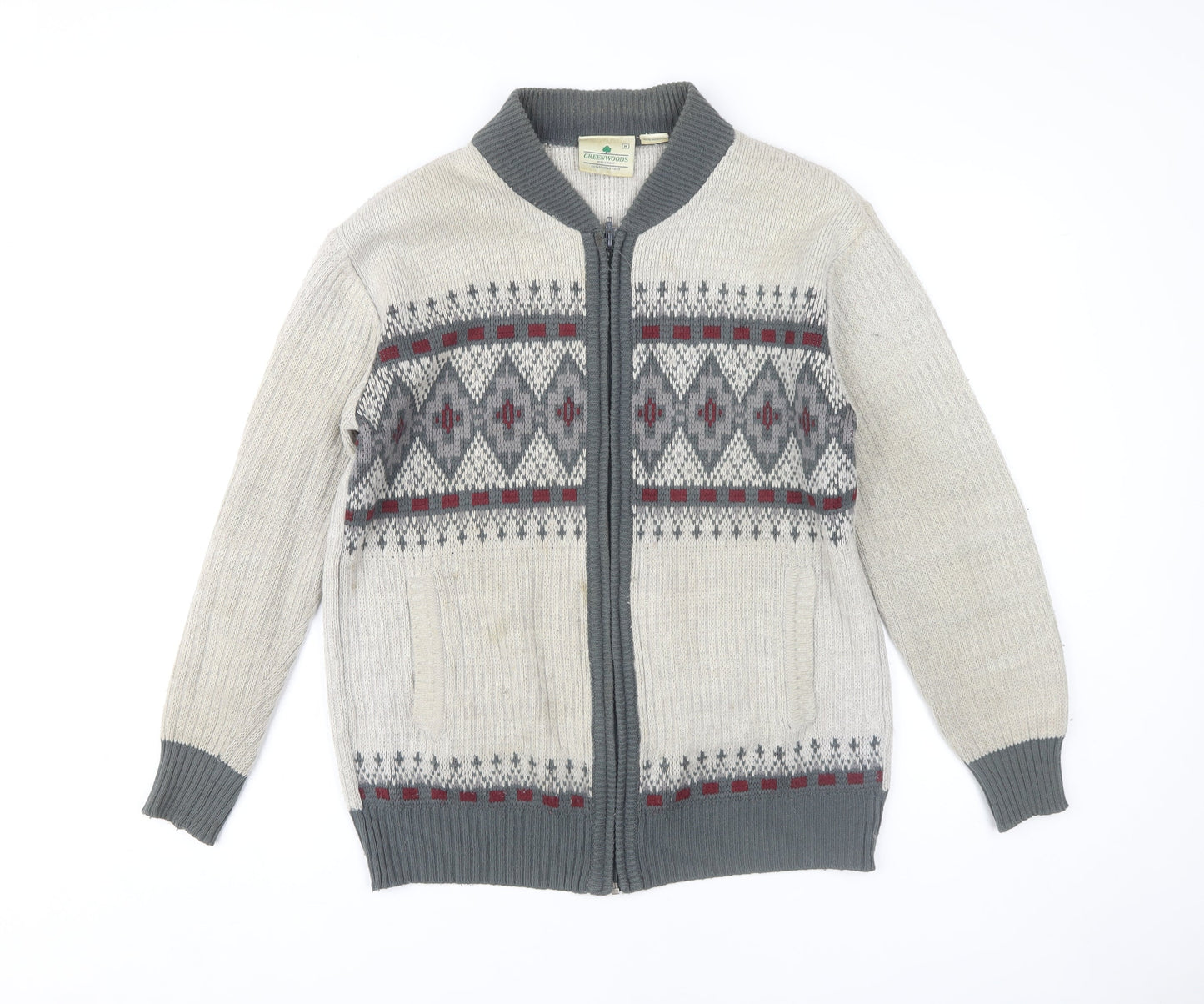 Greenwoods Men's Beige Full Zip Cardigan M